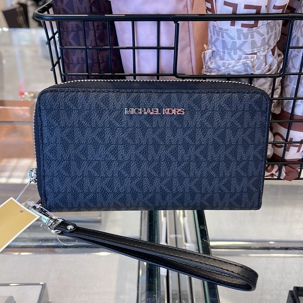 Michael Kors MK Signature Large Flat Multi-Function Phone Case Wallet Wristlet - Picture 7 of 16